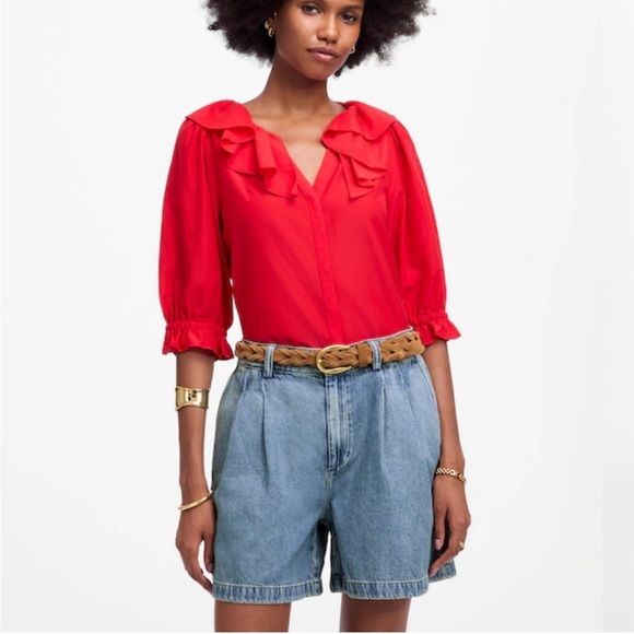 Madewell Pants - Madewell Pleated Trouser High Waist Shorts Airy Denim Size 27 NWT